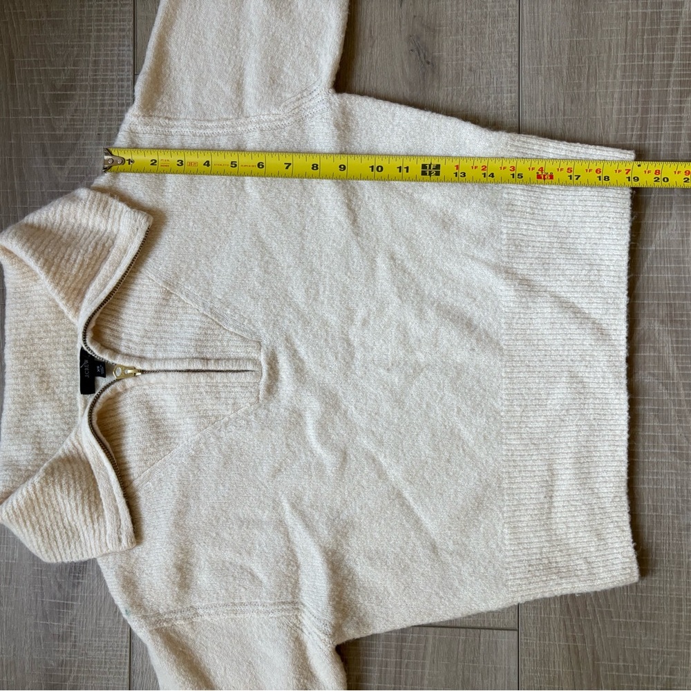 J. Crew Merino Wool Cream Quarter Zip Sweater - Picture 7 of 8